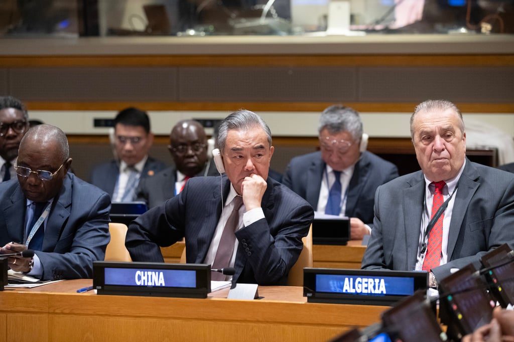 Chinese Foreign Minister Wang Yi attends a meeting at the United Nations in New York on Thursday. Photo: Xinhua Chinese Foreign Minister Wang Yi attends a meeting at the United Nations in New York on Thursday. Photo: Xinhua